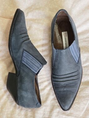 Vintage 90s Guess Navy Blue Pointed Toe Nubuck Western Booties 10 Shooties